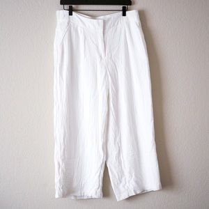 NWOT Nine West Wide Leg White Crop Linen Pants Size L